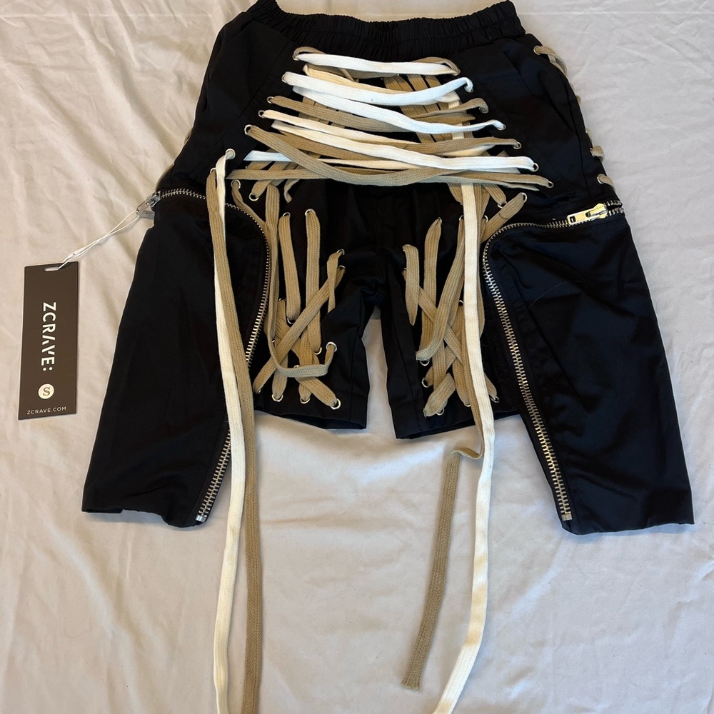 ZCRAVE Black and Tan Lace-Up Women Shorts